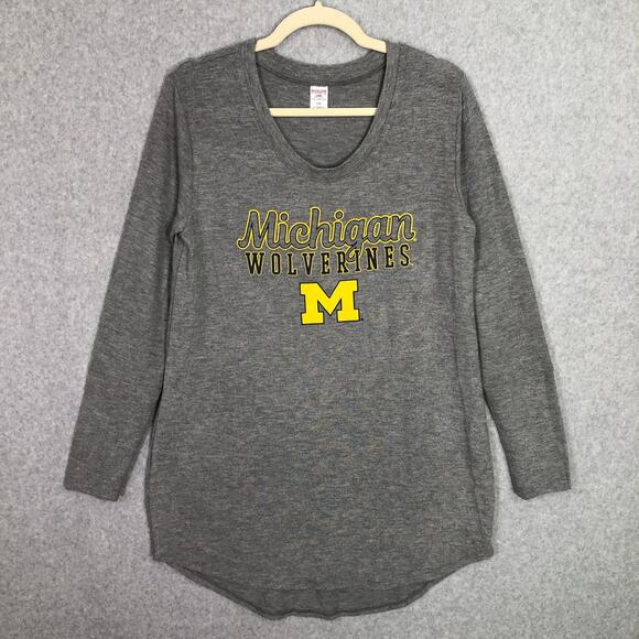 Michigan Wolverines Nightgown Womens Large Gray Soft Cozy Gown Sleep Night Shirt - Picture 1 of 8